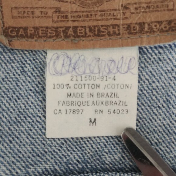 Vintage Gap cropped bracelet sleeve 100% cotton blue denim jean jacket Medium - Picture 16 of 16